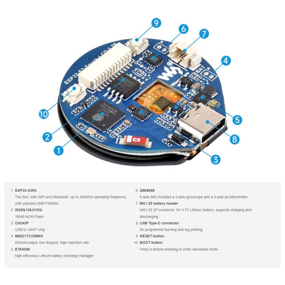 Waveshare 26959 ESP32-S3 1.28inch LCD Development Board, 32-Bit LX7 Dual-Core Processor, ESP32-S3 With Touch