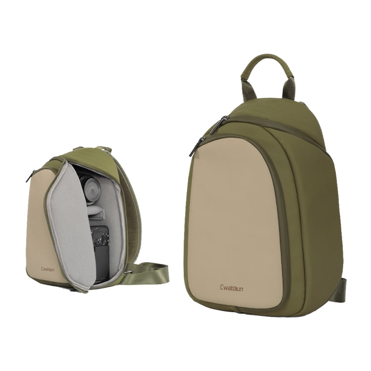 Cwatcun D148 Medium Casual Camera Bag Shoulder Crossbody Daily Photography Bag, Army Green, Black