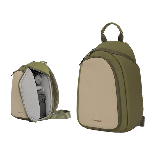 Cwatcun D148 Medium Casual Camera Bag Shoulder Crossbody Daily Photography Bag, Army Green, Black