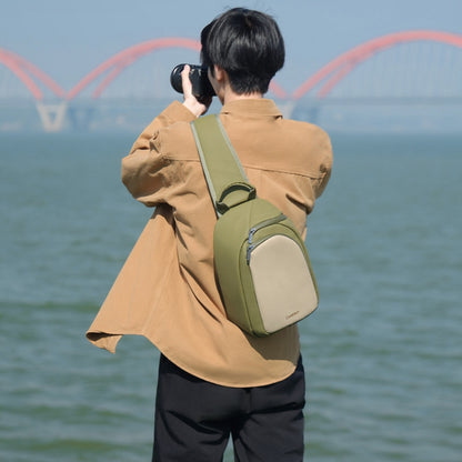 Cwatcun D148 Medium Casual Camera Bag Shoulder Crossbody Daily Photography Bag, Army Green, Black