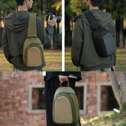 Cwatcun D148 Medium Casual Camera Bag Shoulder Crossbody Daily Photography Bag, Army Green, Black