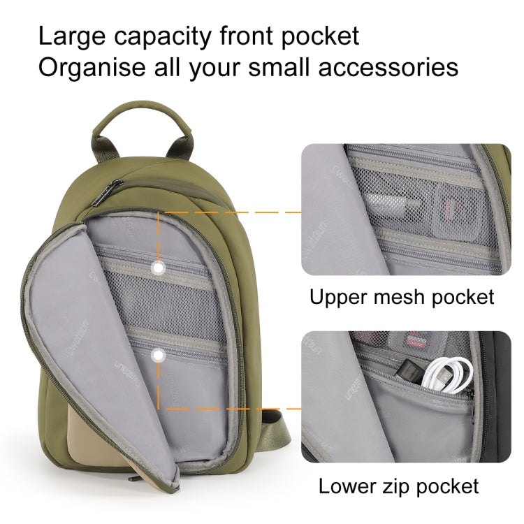 Cwatcun D148 Medium Casual Camera Bag Shoulder Crossbody Daily Photography Bag, Army Green, Black