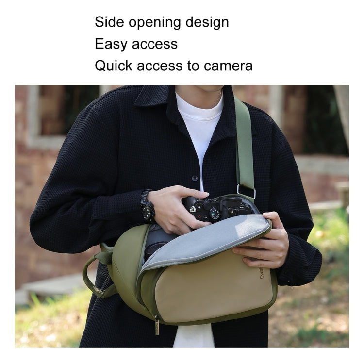Cwatcun D148 Medium Casual Camera Bag Shoulder Crossbody Daily Photography Bag, Army Green, Black
