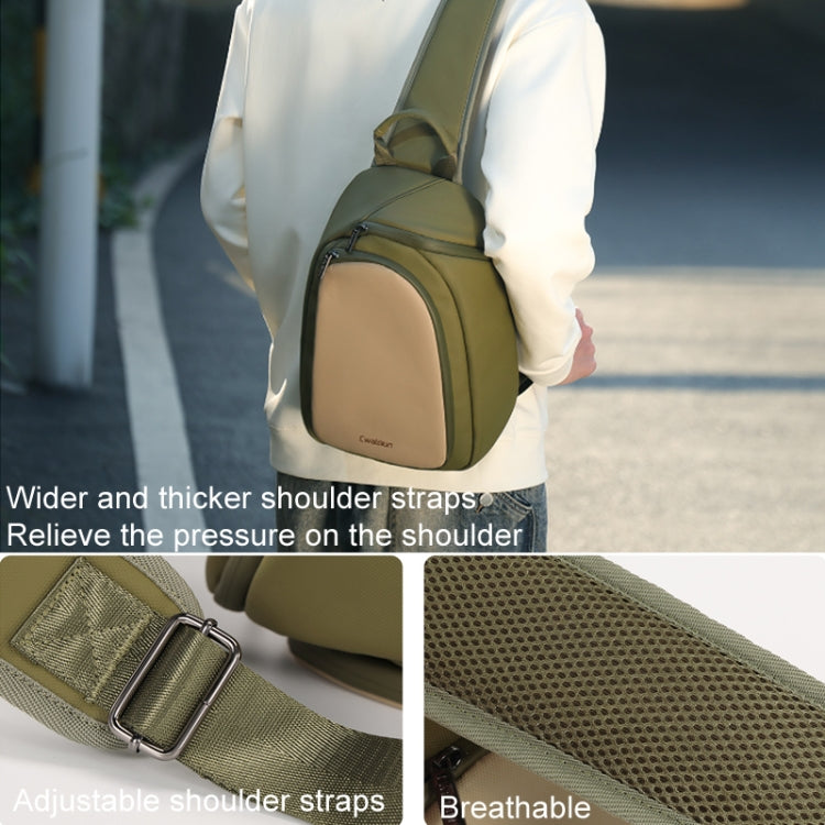 Cwatcun D148 Medium Casual Camera Bag Shoulder Crossbody Daily Photography Bag, Army Green, Black