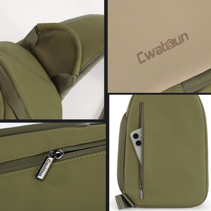 Cwatcun D148 Medium Casual Camera Bag Shoulder Crossbody Daily Photography Bag, Army Green, Black