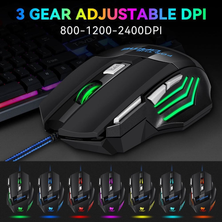 T-WOLF M1 7-keys RGB Atmosphere Light USB Gaming Wired Mouse