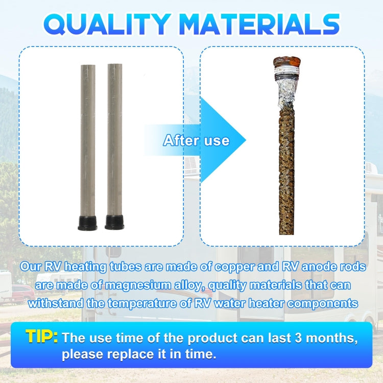Water Heater Heating Element For RV Camper, 27mm/38mm Wrench Socket, 120V Heating Tube + Sleeve, 3pcs /Pack Heating Tube + Anode Rod, 4pcs /Pack Heating Tube + Anode Rod + Sleeve