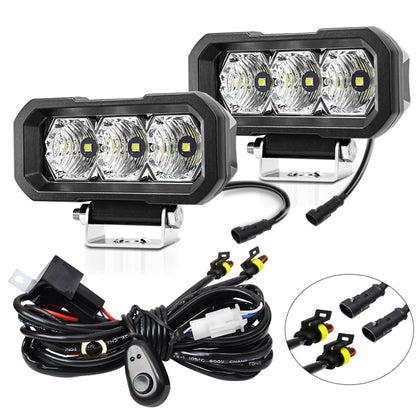 E23 40W 9V-30V 5 Inch Waterproof 3-Eye Headlight, Spotlight White Light, Spotlight Yellow Light, Floodlight White Light, Floodlight Yellow Light