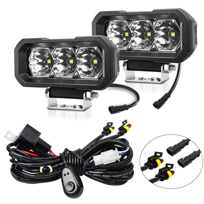 E23 40W 9V-30V 5 Inch Waterproof 3-Eye Headlight, Spotlight White Light, Spotlight Yellow Light, Floodlight White Light, Floodlight Yellow Light
