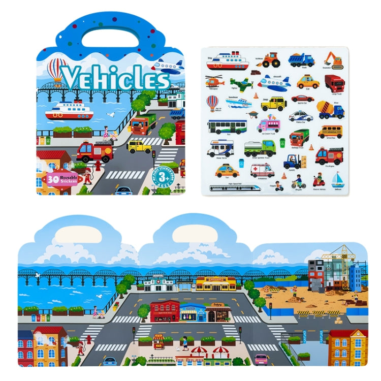 Kids Fun Toys Jelly Sticker Book Reusable Sticker Early Learning Baby Enlightenment Educational Toy, Ocean World, Vehicles, Dinosaur, Insect, Space, Animals, Girls Dress Up