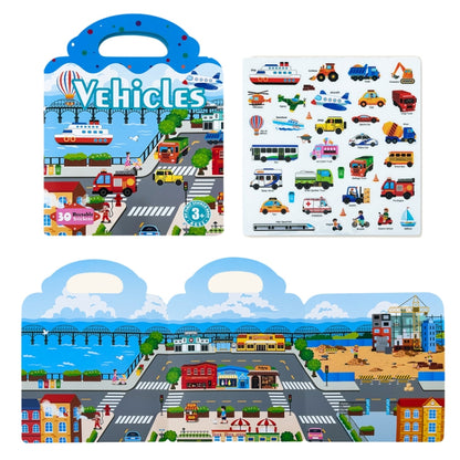 Kids Fun Toys Jelly Sticker Book Reusable Sticker Early Learning Baby Enlightenment Educational Toy, Ocean World, Vehicles, Dinosaur, Insect, Space, Animals, Girls Dress Up