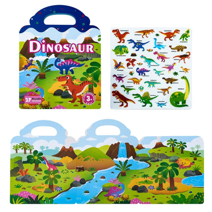 Kids Fun Toys Jelly Sticker Book Reusable Sticker Early Learning Baby Enlightenment Educational Toy, Ocean World, Vehicles, Dinosaur, Insect, Space, Animals, Girls Dress Up