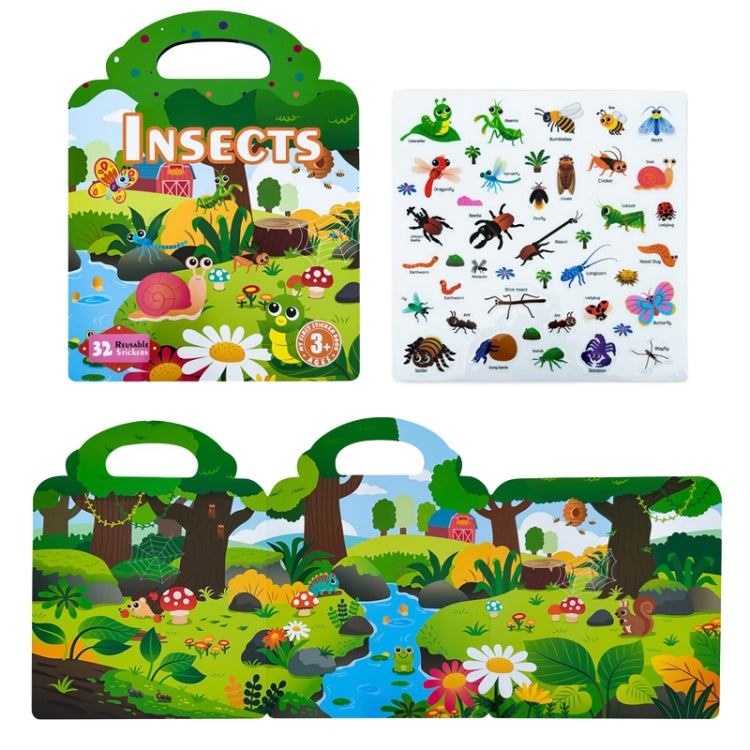 Kids Fun Toys Jelly Sticker Book Reusable Sticker Early Learning Baby Enlightenment Educational Toy, Ocean World, Vehicles, Dinosaur, Insect, Space, Animals, Girls Dress Up