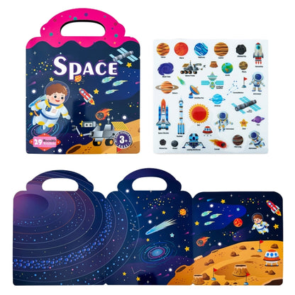 Kids Fun Toys Jelly Sticker Book Reusable Sticker Early Learning Baby Enlightenment Educational Toy, Ocean World, Vehicles, Dinosaur, Insect, Space, Animals, Girls Dress Up