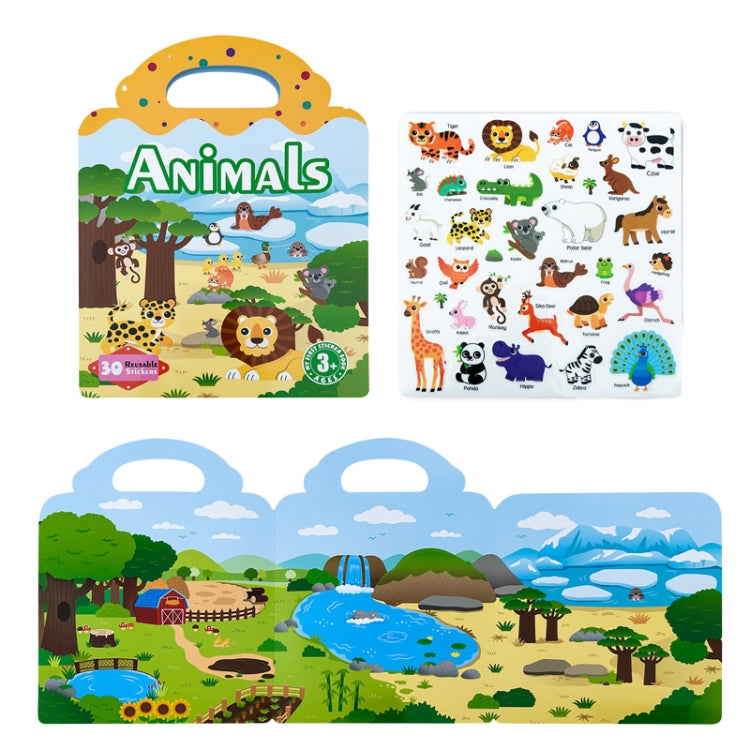 Kids Fun Toys Jelly Sticker Book Reusable Sticker Early Learning Baby Enlightenment Educational Toy, Ocean World, Vehicles, Dinosaur, Insect, Space, Animals, Girls Dress Up