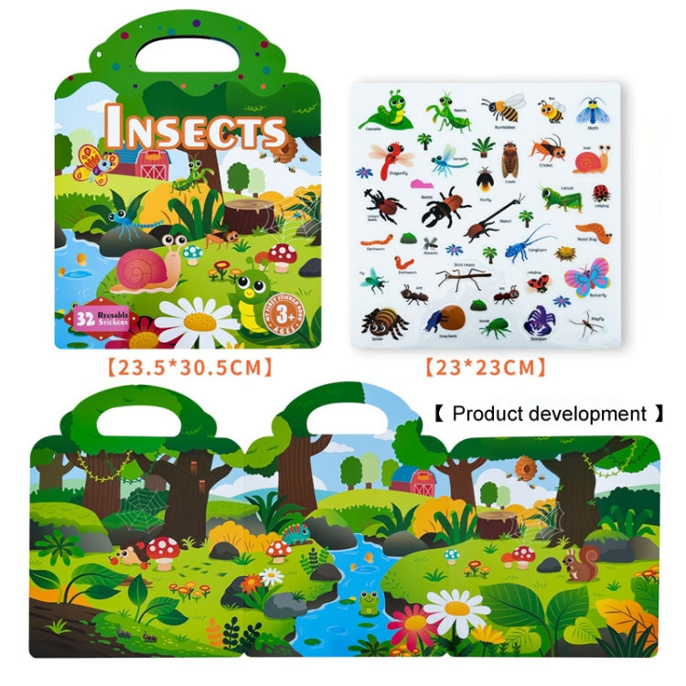 Kids Fun Toys Jelly Sticker Book Reusable Sticker Early Learning Baby Enlightenment Educational Toy, Ocean World, Vehicles, Dinosaur, Insect, Space, Animals, Girls Dress Up