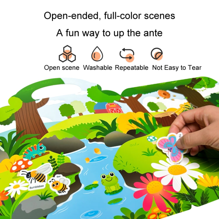 Kids Fun Toys Jelly Sticker Book Reusable Sticker Early Learning Baby Enlightenment Educational Toy, Ocean World, Vehicles, Dinosaur, Insect, Space, Animals, Girls Dress Up