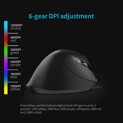 ZELOTES T50 9-Keys RGB Lighting Effect Vertical Grip Ergonomic Programming Wired Mouse, T50