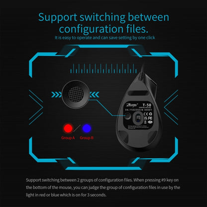 ZELOTES T50 9-Keys RGB Lighting Effect Vertical Grip Ergonomic Programming Wired Mouse, T50