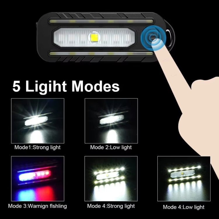 LED Shoulder Flashlight Bike Tail Light Type-C Recharge Outdoor Flashlight With Clip Patrol Safety Warning Lamp