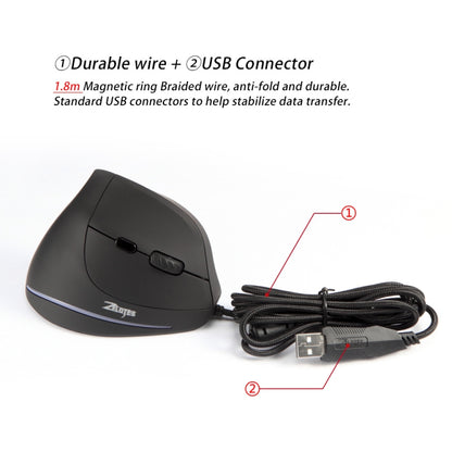 ZELOTES T20 6-Keys Vertical Grip Ergonomic Laptop Wired Mouse, T20