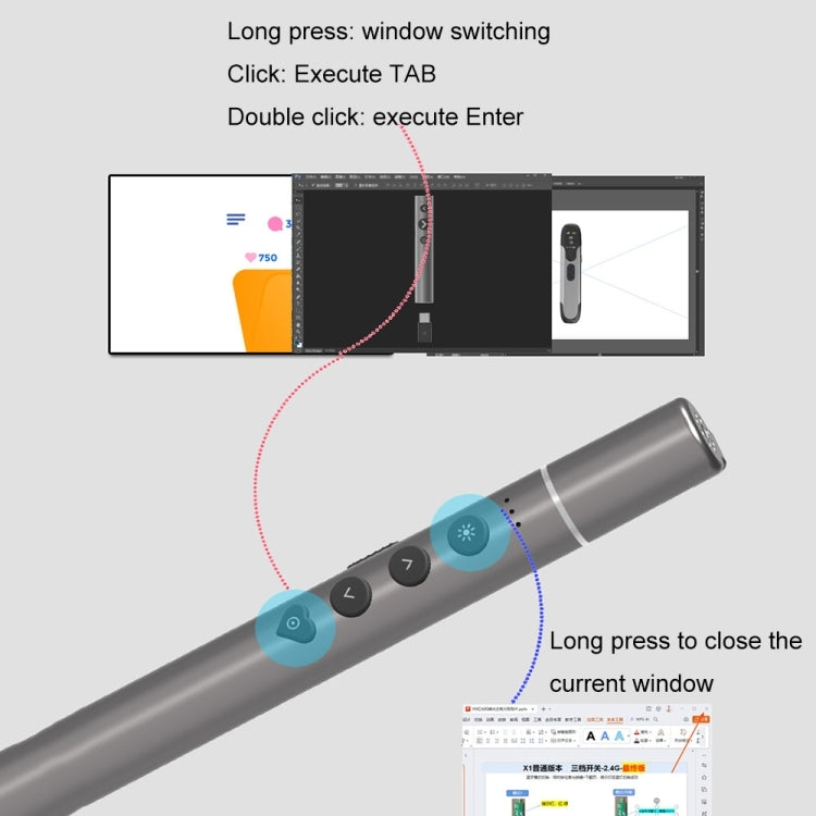 Multifunctional Conference Teaching Page Turning Pen Laser Pointer, Without Telescopic
