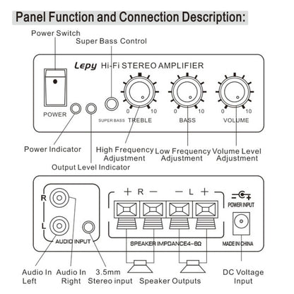 Lepy LP-268 DC12V High Fidelity Power Car/Motorcycle Amplifier