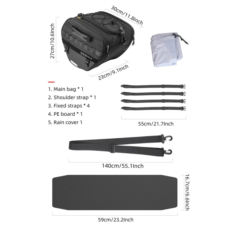 Rhinowalk MTR5001 15L Scooter Front Bag Large Capacity Curved Beam Motorcycle Rear Seat Bag, MTR5001