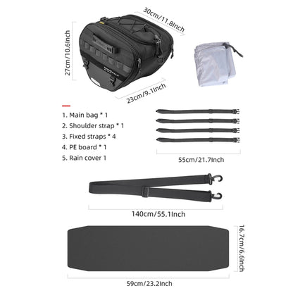 Rhinowalk MTR5001 15L Scooter Front Bag Large Capacity Curved Beam Motorcycle Rear Seat Bag, MTR5001