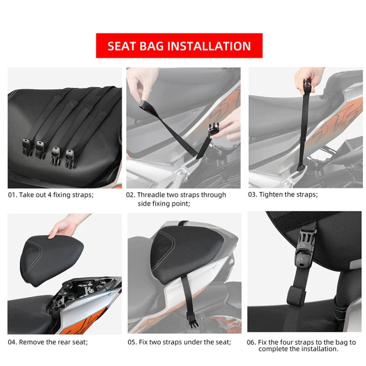 Rhinowalk MTR5001 15L Scooter Front Bag Large Capacity Curved Beam Motorcycle Rear Seat Bag, MTR5001