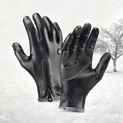 Kyncilor Winter Thermal PU Gloves Touchscreen Windproof Water-Resistant with Anti-Slip Grip, XL