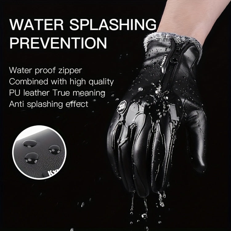 Kyncilor Winter Thermal PU Gloves Touchscreen Windproof Water-Resistant with Anti-Slip Grip, XL