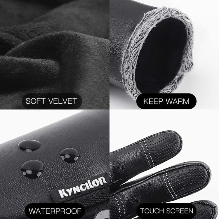Kyncilor Winter Thermal PU Gloves Touchscreen Windproof Water-Resistant with Anti-Slip Grip, XL