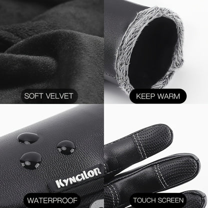 Kyncilor Winter Thermal PU Gloves Touchscreen Windproof Water-Resistant with Anti-Slip Grip, XL