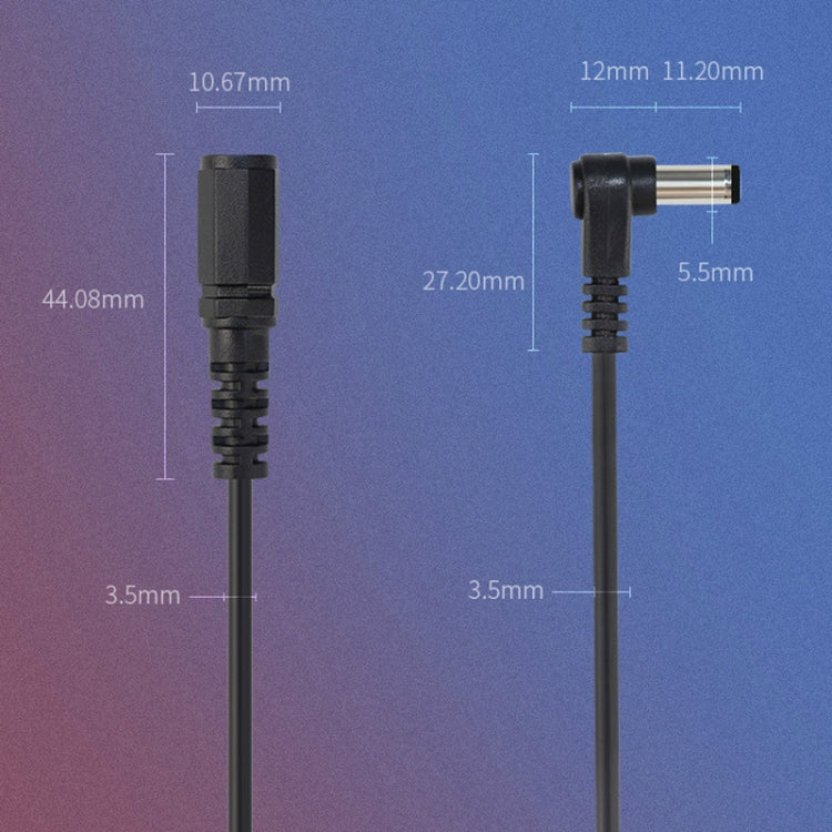 2pcs DC 5.5 x 2.1mm Straight To Bend Adapter Cable Male To Female Power Cord Extension Cord, B1-2