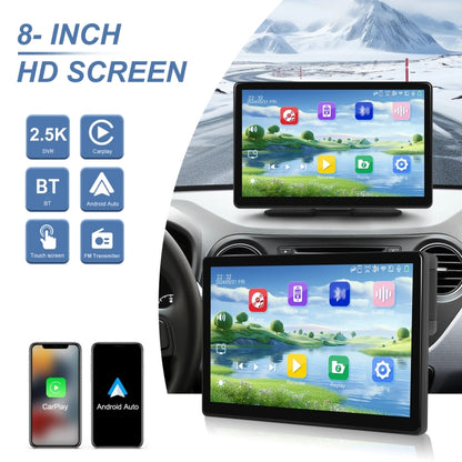 8-Inch HD Wireless CarPlay Screen DVR With Dash Cam/1080p Front Rear Camera/Bluetooth/AirPlay