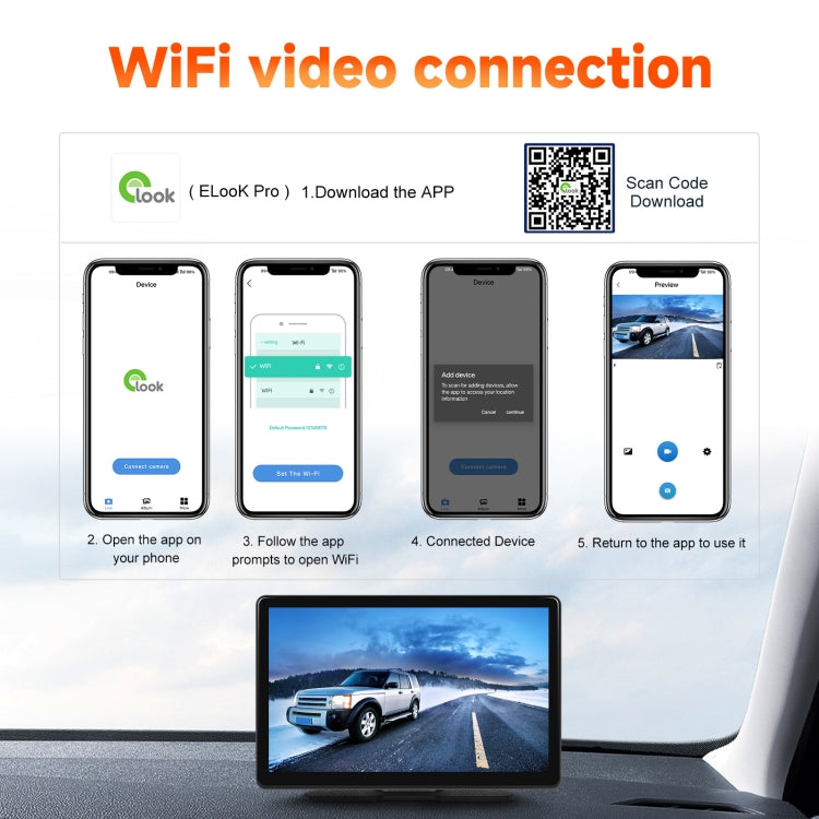 8-Inch HD Wireless CarPlay Screen DVR With Dash Cam/1080p Front Rear Camera/Bluetooth/AirPlay