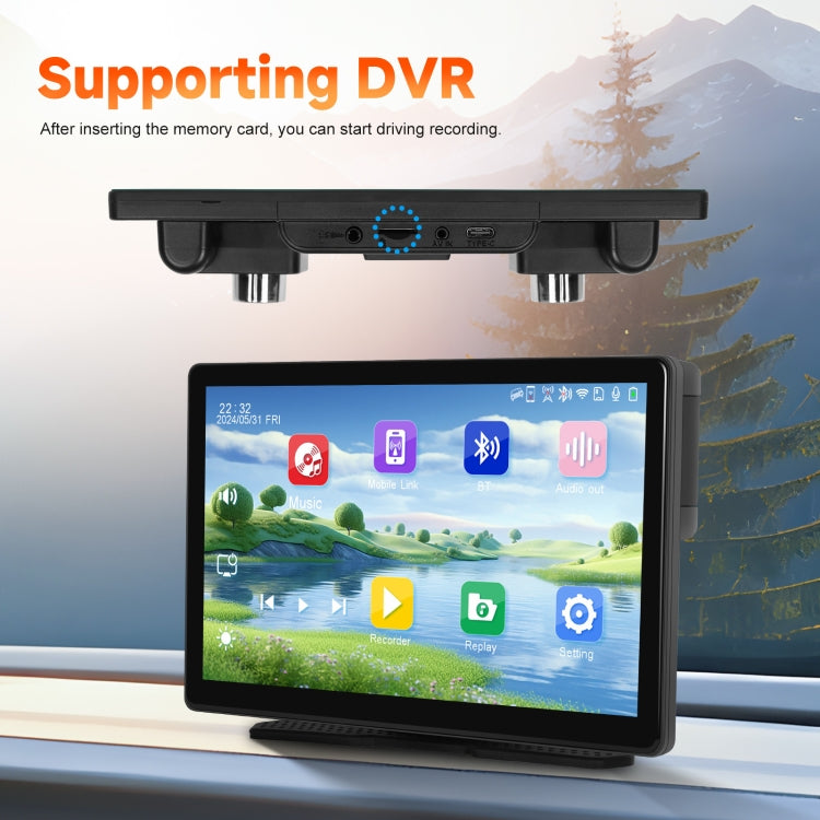 8-Inch HD Wireless CarPlay Screen DVR With Dash Cam/1080p Front Rear Camera/Bluetooth/AirPlay