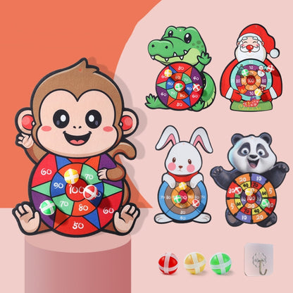 Cartoon Sticky Ball Board Throwing Indoor and Outdoor Toys with 3 Balls, Crocodile, Monkey, Panda, Santa Claus, Rabbit