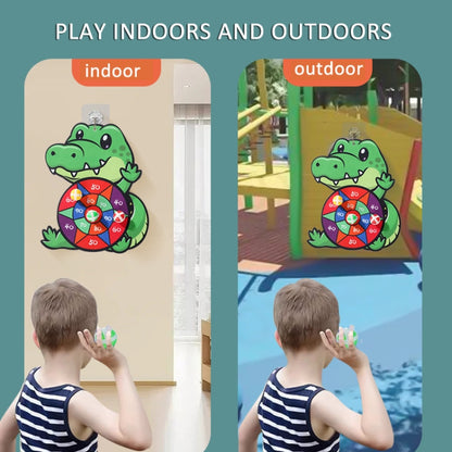 Cartoon Sticky Ball Board Throwing Indoor and Outdoor Toys with 3 Balls, Crocodile, Monkey, Panda, Santa Claus, Rabbit