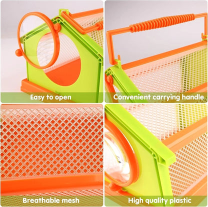 DIY Insect Animal Observation Cage with 75mm 3X Magnifying Glass