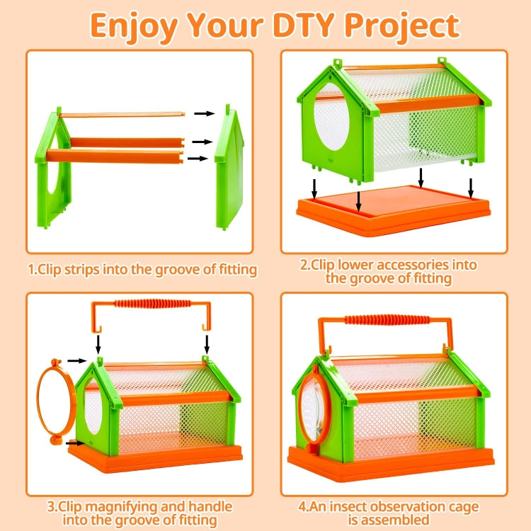 DIY Insect Animal Observation Cage with 75mm 3X Magnifying Glass