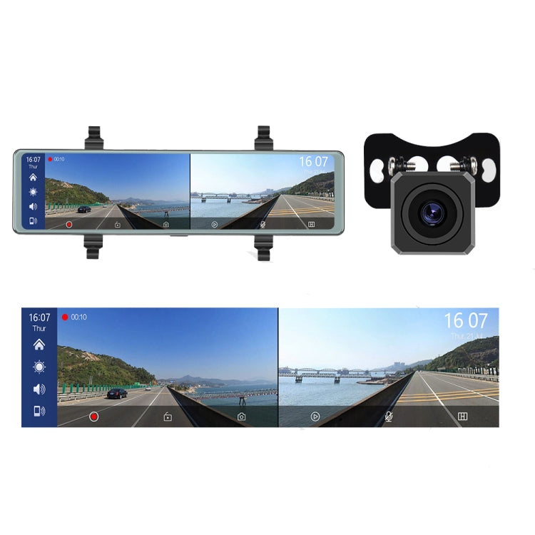 11.26 Inch 2-Split Streaming Media Rearview Mirror Front And Rear Dual Camera Recorder