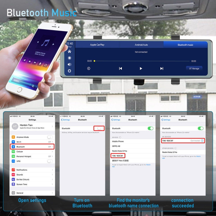 11.26 Inch 2-Split Streaming Media Rearview Mirror Front And Rear Dual Camera Recorder