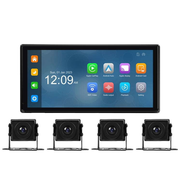 10.36-Inch Car Central Control Smart Player With 4-Way Camera, Standard, 64G TF Card