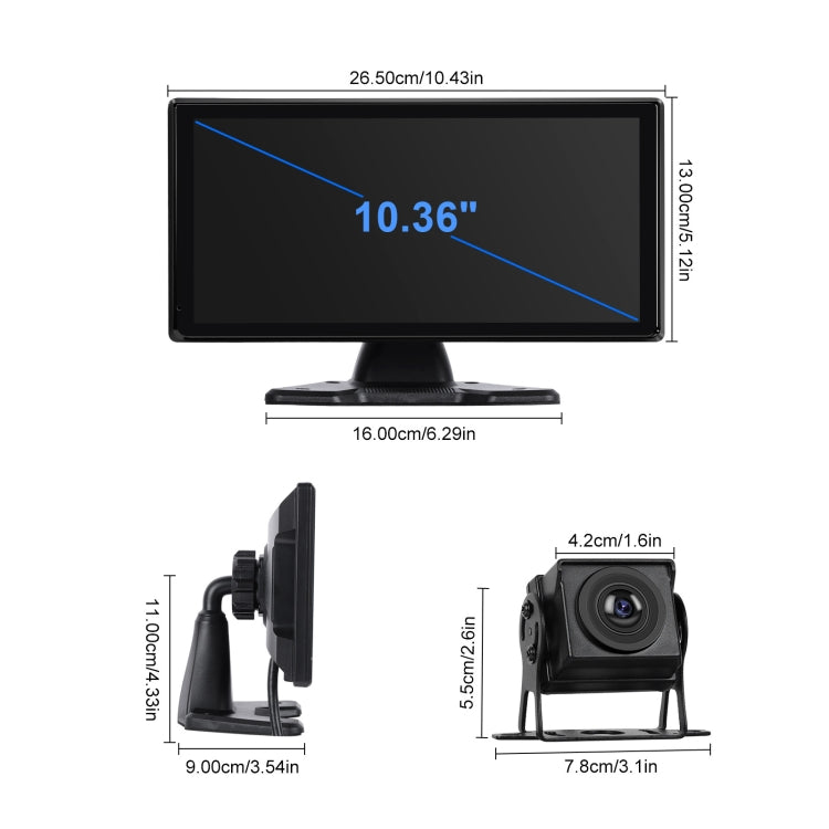 10.36-Inch Car Central Control Smart Player With 4-Way Camera, Standard, 64G TF Card