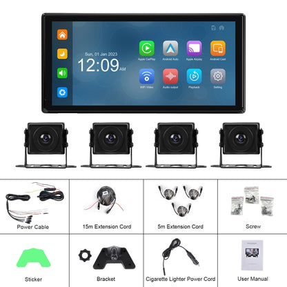 10.36-Inch Car Central Control Smart Player With 4-Way Camera, Standard, 64G TF Card