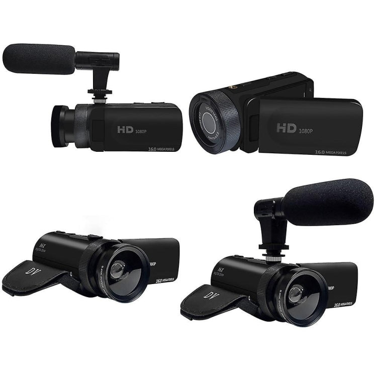16MP 16X Digital Zoom Vlogging Camera Video Camcorder with 2.4 Inch Flip Screen, Standard US Plug, Standard EU Plug, Standard UK Plug, Standard AU Plug, With Wide Angle & Mic US Plug, With Wide Angle & Mic EU Plug, With Wide Angle & Mic UK Plug