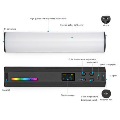 VLOGLITE Full Colorful Handheld Fill Light Stick Live Photography Ambient Light Outdoor Lighting, W200RGB