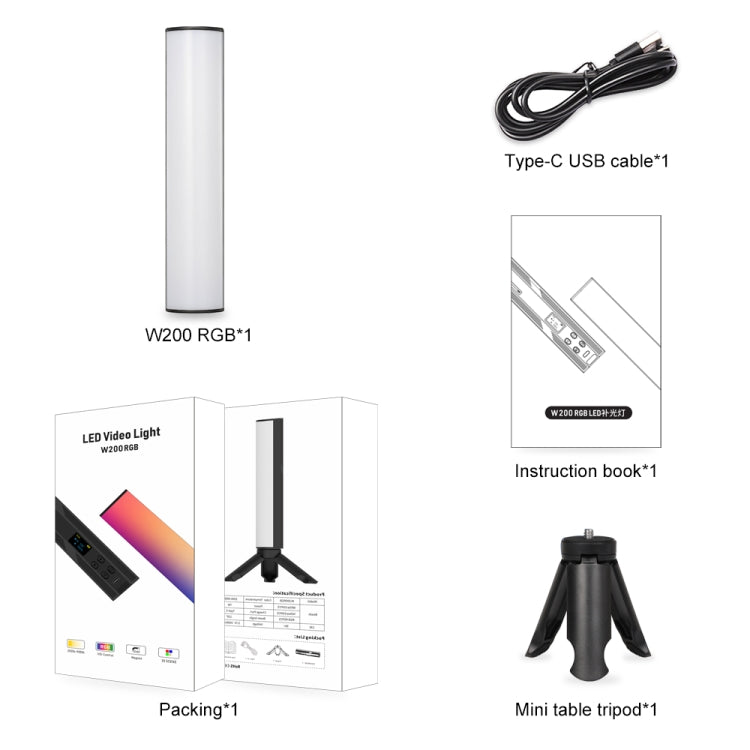 VLOGLITE Full Colorful Handheld Fill Light Stick Live Photography Ambient Light Outdoor Lighting, W200RGB